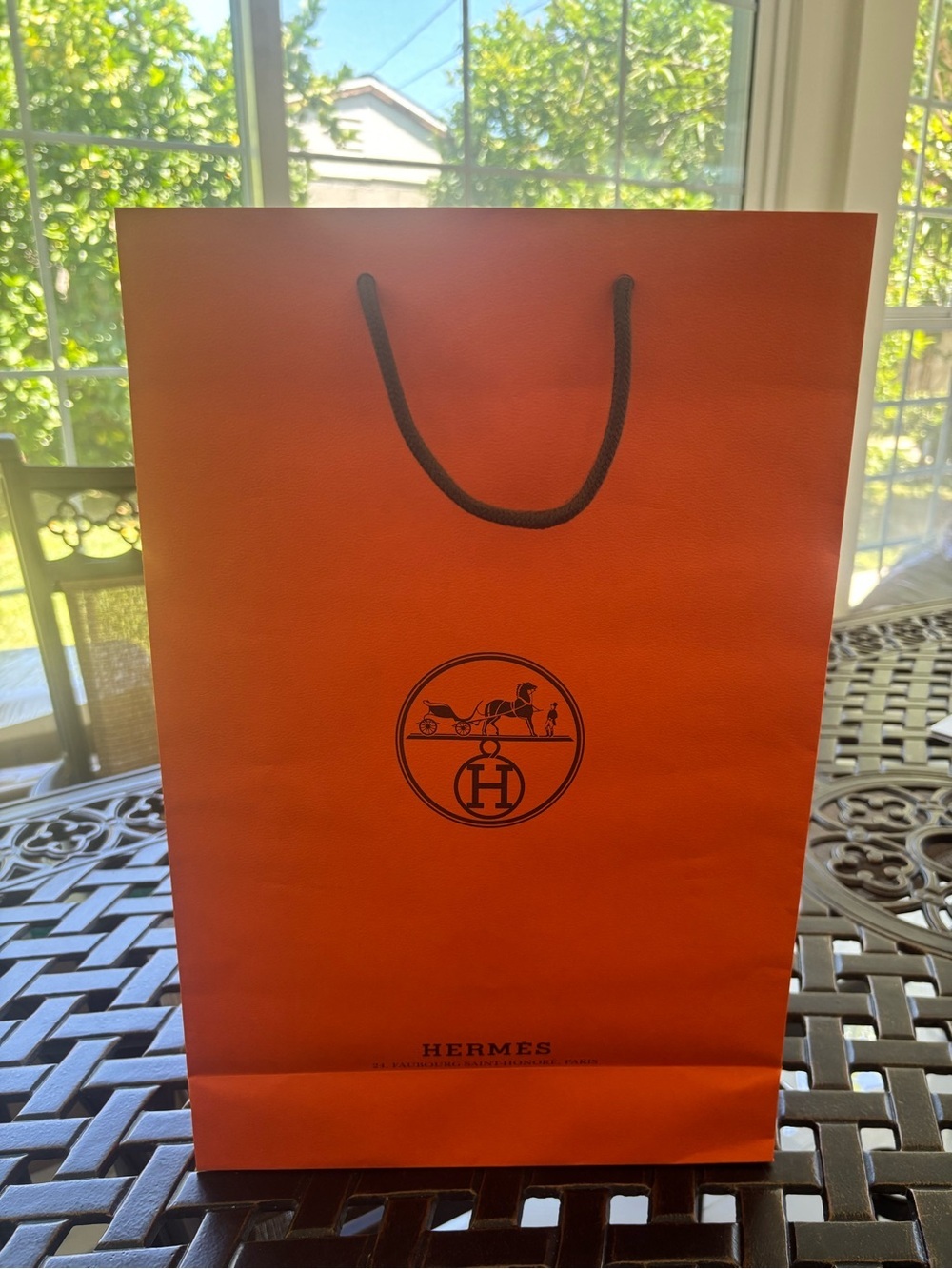 Hermes Orange Logo Shopping Bag